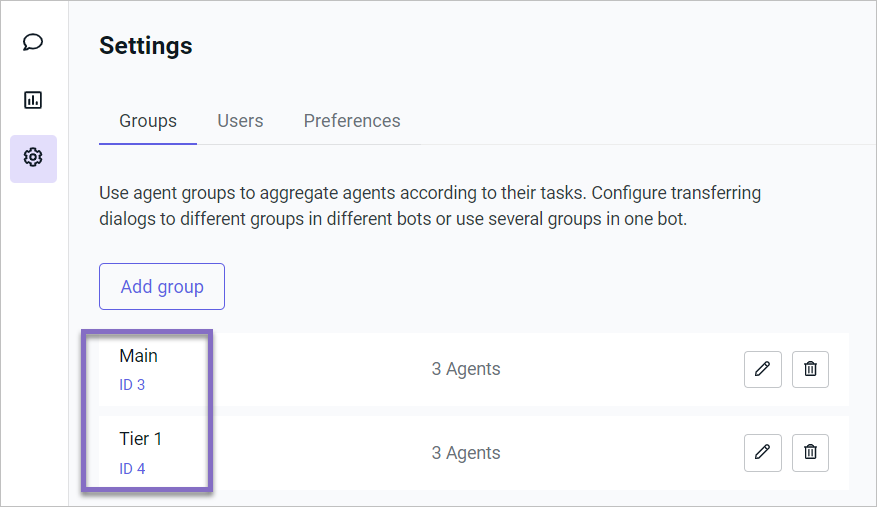 Tovie Agent groups