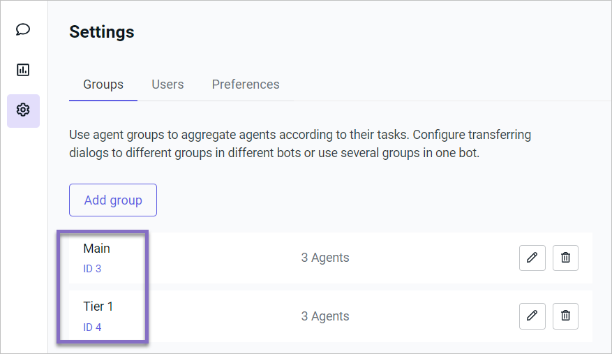 Tovie Agent groups