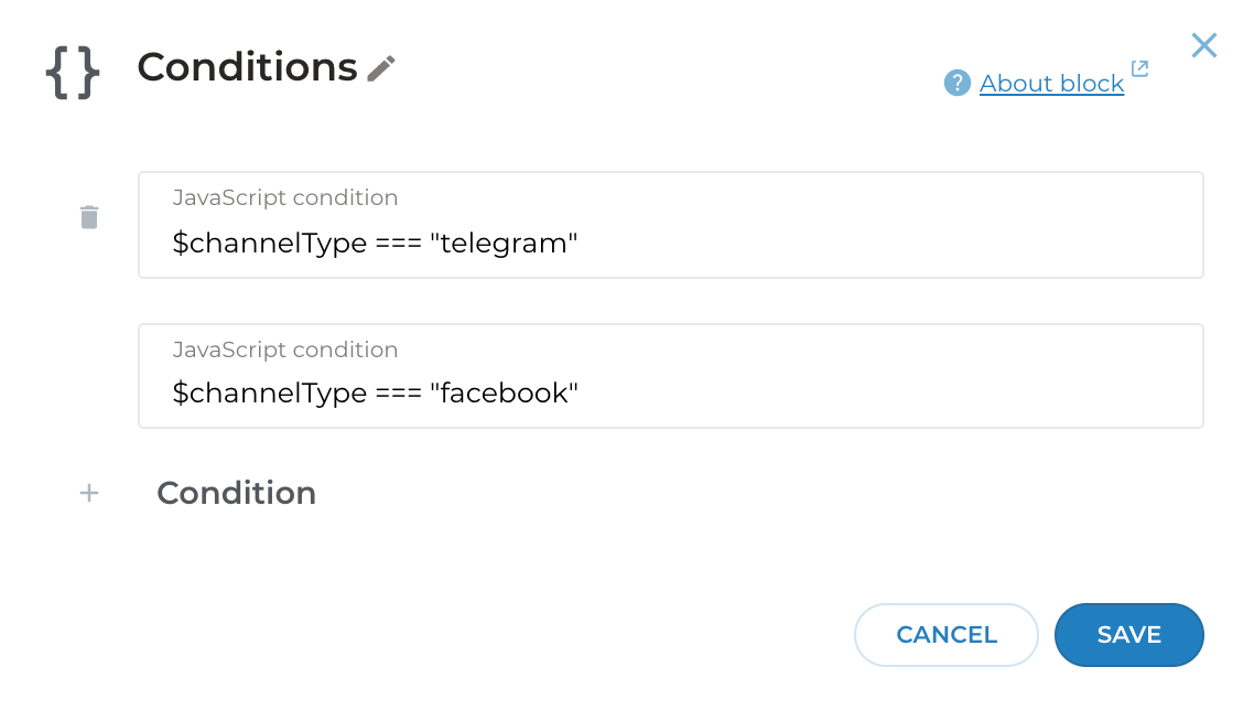 Conditions block