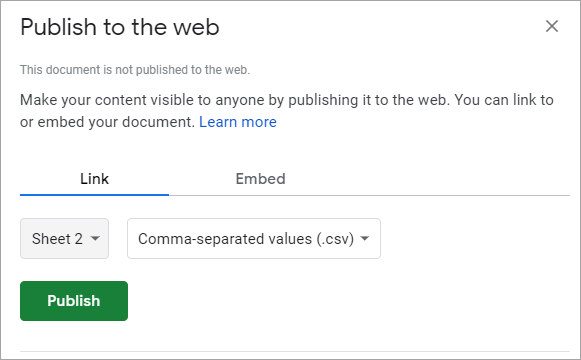 Publish to the web