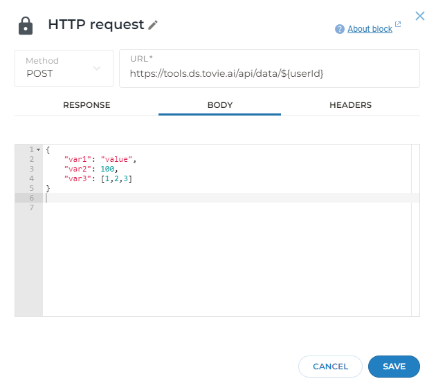 HTTP request block example