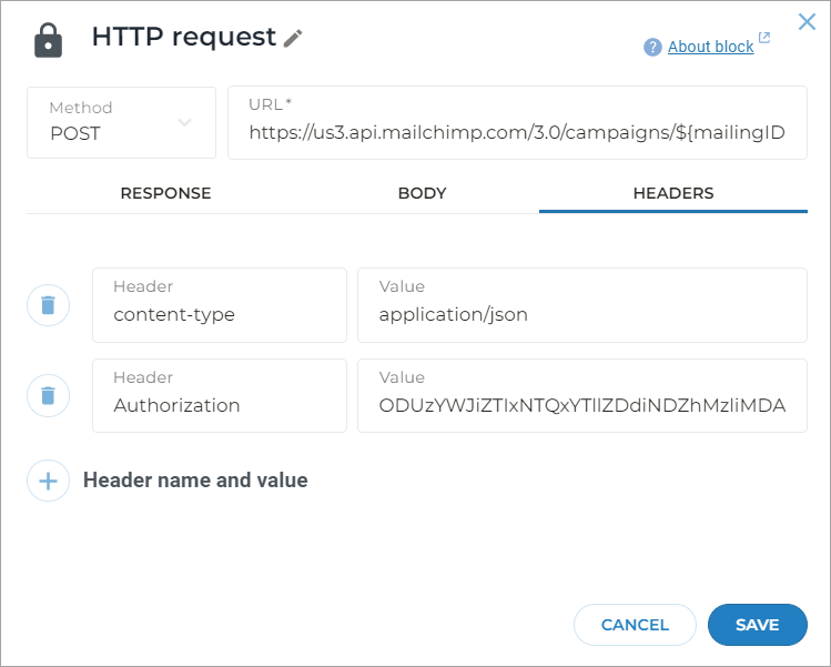 HTTP request header