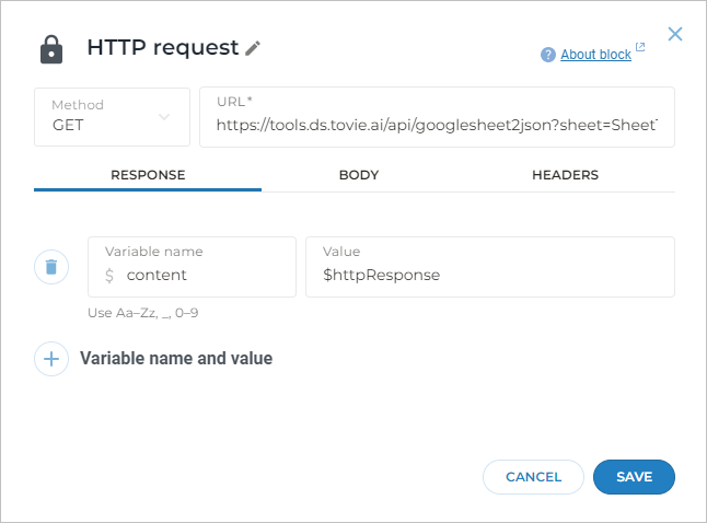 HTTP request block settings