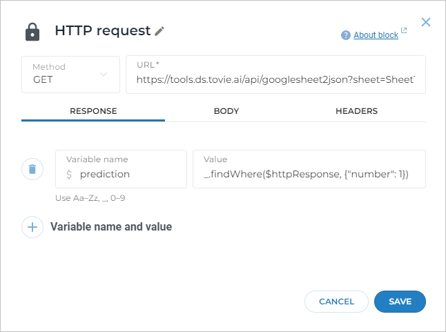 Add the HTTP request block