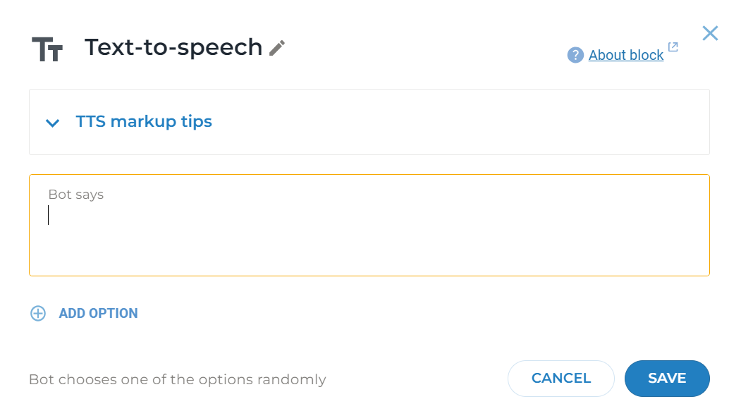 Text-to-speech block