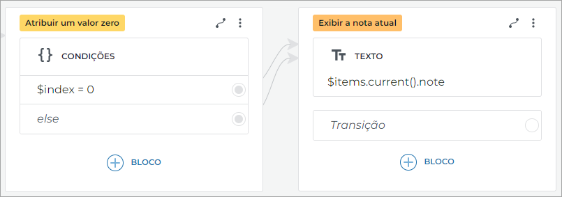 Adicionar o bloco Transição